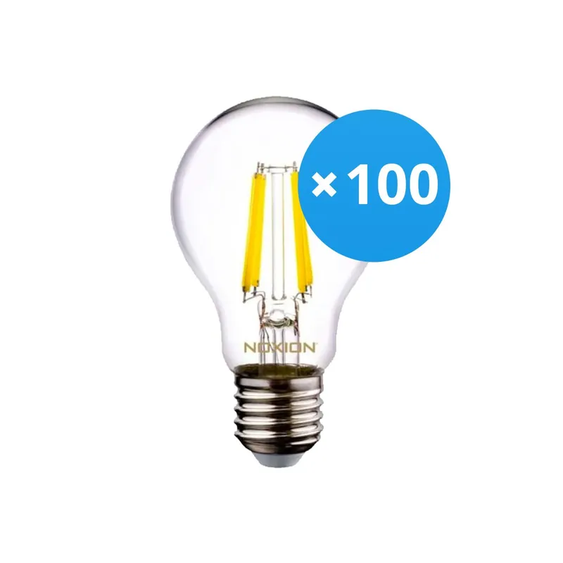 Mehrfachpackung 100x Noxion Lucent LED E27 Birne Fadenlampe Klar 7W 806lm - 840 Kaltweiß | Ersatz für 60W Günstig