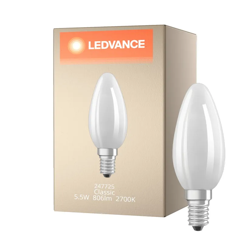 Neu Ledvance Classic LED E14 Kerze Matt 5.5W 806lm - 827 Extra Warmweiß | Dimmbar - Ersatz für 60W