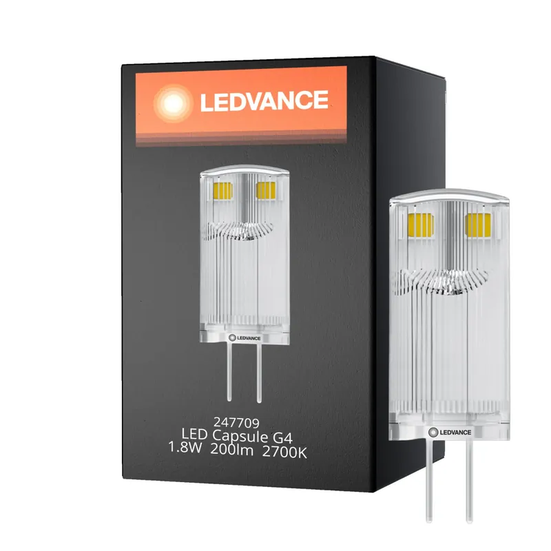 Garantierte Lieferung Ledvance Performance LED Capsule G4 Klar 1.8W 200lm - 827 Extra Warmweiß | Ersatz für 20W