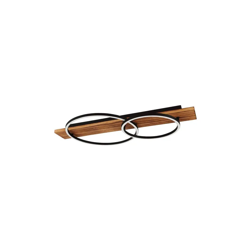 Neue Kollektion Eglo Deckenleuchte Boyal Holz Schwarz, Rostig 12W 1700lm - 830 Warmweiß