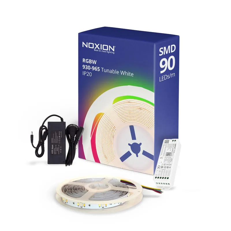Noxion LED-Streifen Naga 5 Meter Komplettset - Smart Wifi - 24V - 90LEDs/m - 12W/m - RGBW - 930-965 Abstimmbares Weiß | 12mm - IP20 - Höchste Farbwiedergabe - SMD2835+SMD5050 Abverkauf