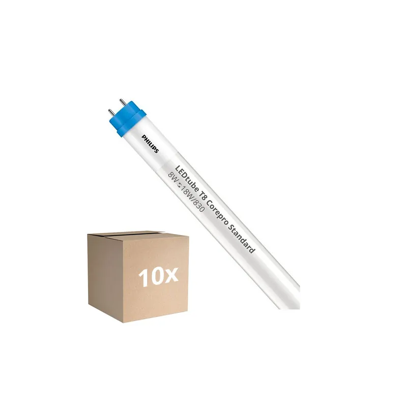 Mehrfachpackung 10x Philips LED Röhre T8 CorePro (EM/Mains) Standard Output 8W 750lm - 830 Warmweiß | 60cm - Ersatz für 18W Direktkauf