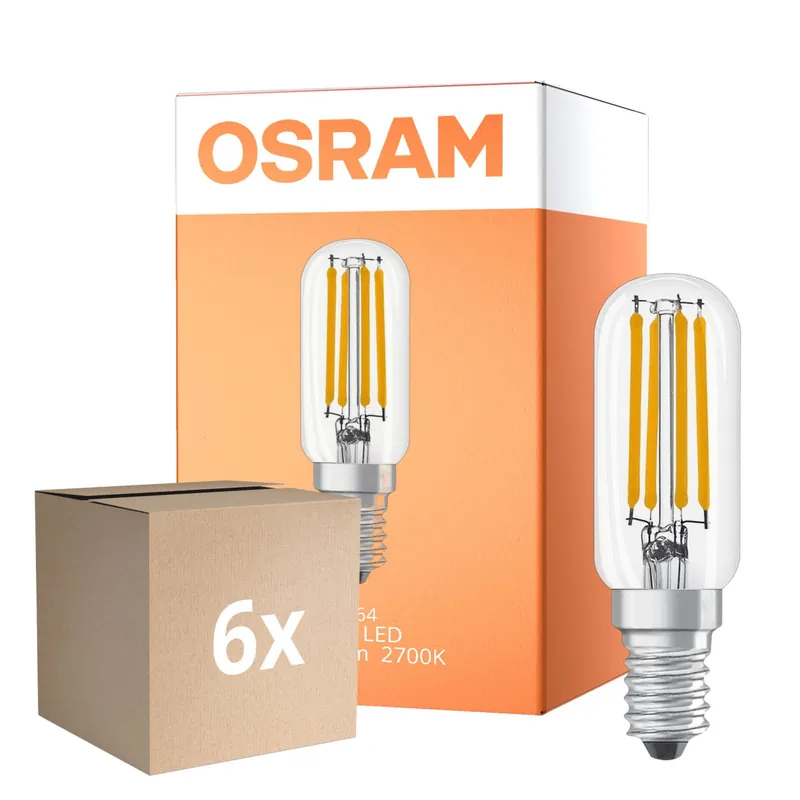 Mehrfachpackung 6x Osram LED Special E14 Tubular Glühbirne T26 Fadenlampe Klar 6.5W 730lm - 827 Extra Warmweiß | Dimmbar - Ersatz Für 55W Sichere Zahlung
