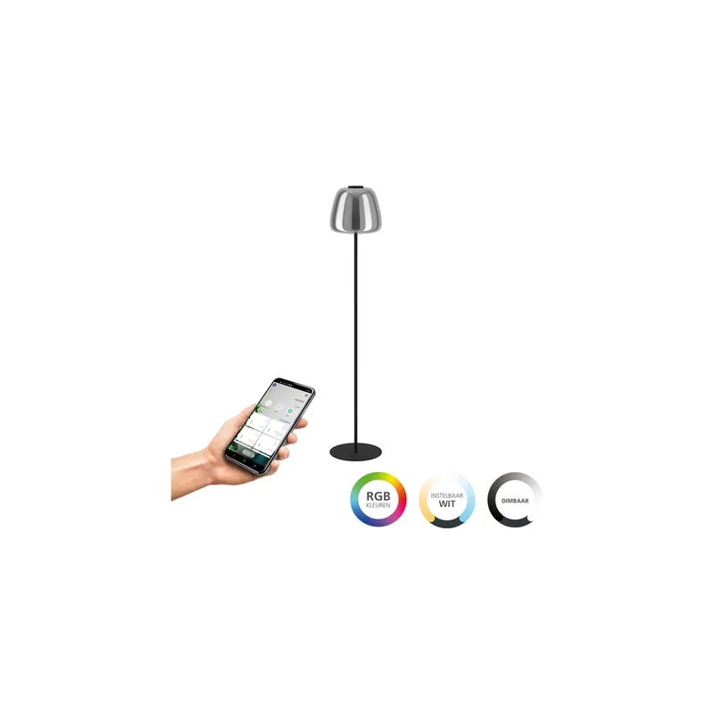 Solange Der Vorrat Reicht Eglo Stehlampe Alfero-Z Stahl Schwarz 15.5W 2000lm - 827-865 Abstimmbares Weiß + RGB | IP20 - Zigbee Dimmbar
