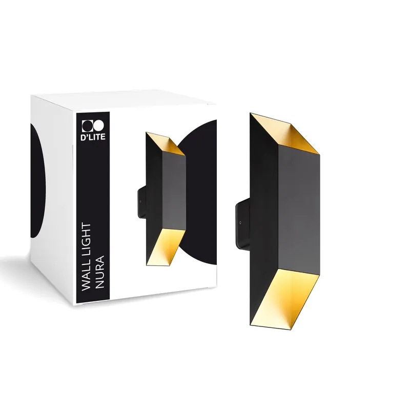 Jetzt Kaufen D'Lite Wandleuchte Nura Aluminium Schwarz Up & Down 7W 250lm - 830 Warmweiß | IP44