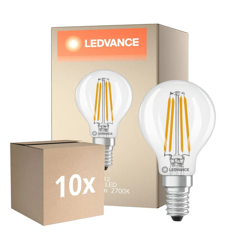 Letzte Chance Mehrfachpackung 10x Ledvance Classic LED E14 Birne Fadenlampe Klar 3.4W 470lm - 827 Extra Warmweiß | Ersatz Für 40W