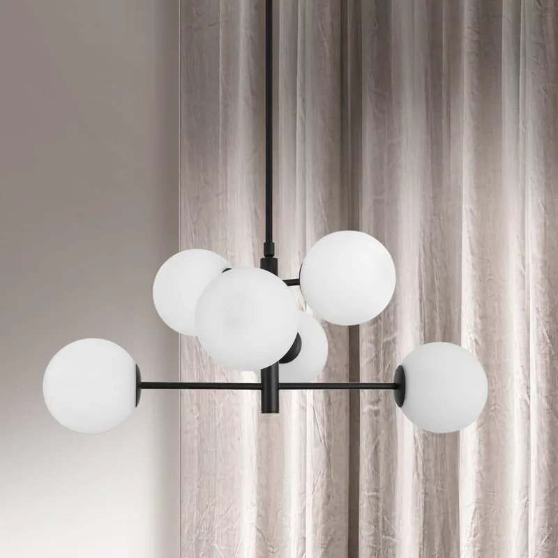 Nova Luce 9100361 IMPERO Pendelleuchte 6-flammig Schwarz Weiss E14 Ausverkauf