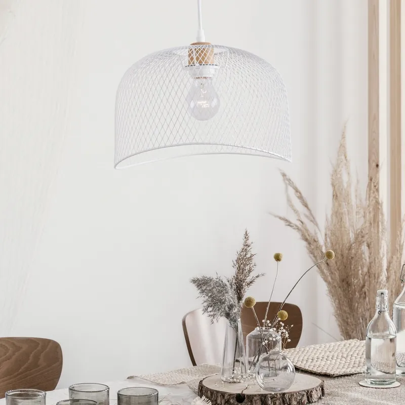 Beliebt Nova Luce 9555802 LYRON Pendelleuchte Naturholz Weiss E27