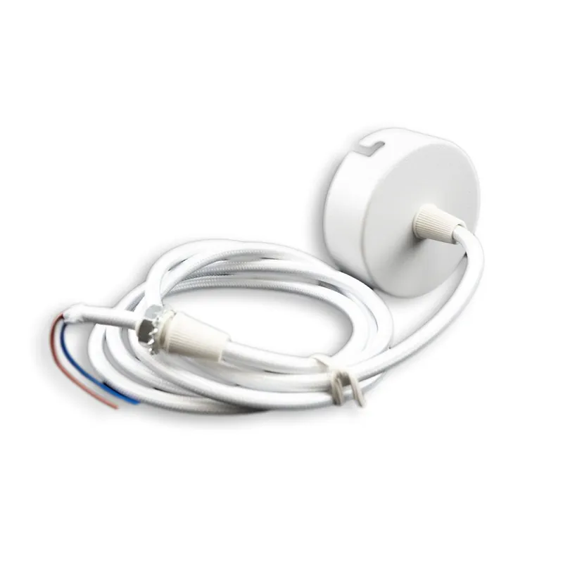 ISOLED 114941 Deckenbaldachin rund 60mm weiß inkl. 2-poliges Stoffkabel 1,5m Neuheit