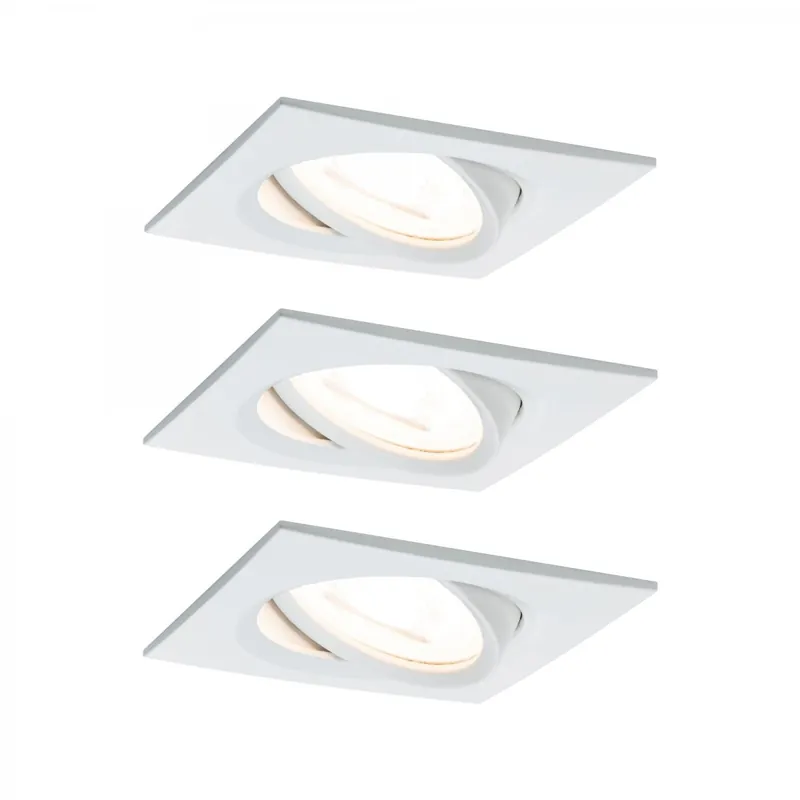 Neue Kollektion Paulmann No. 93454 Einbauleuchte LED Coin Nova 3er-Set eckig 6W Weiß matt schwenkbar