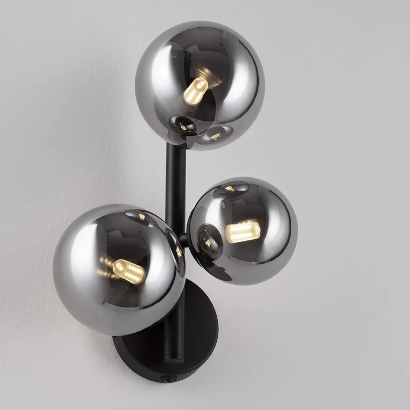 Saisonangebot Nova Luce 9028861 ODILLIA Wandleuchte 3-flammig Schwarz Rauchglas G9