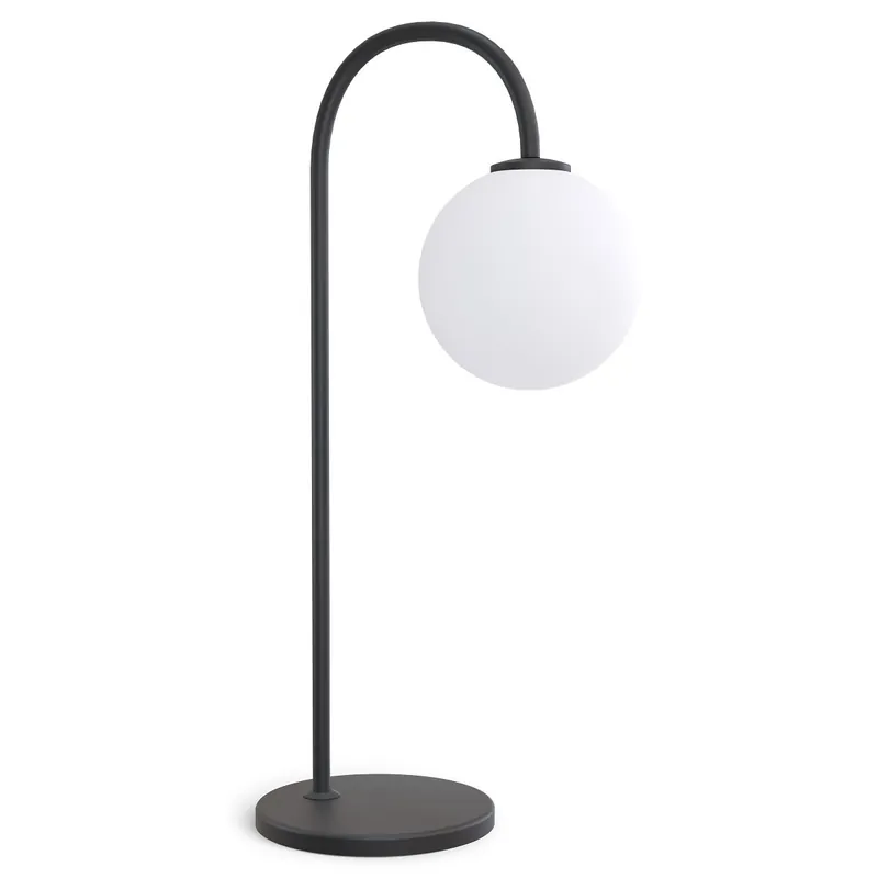 Herstal Ballon Tischleuchte schwarz Glas opal G9 53cm Aktuell