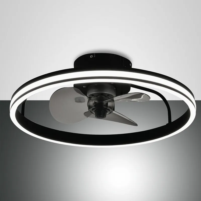 Zertifiziert Fabas Luce 3709-65-101 Deckenleuchte Relais Ventilator schwarz dimmbar