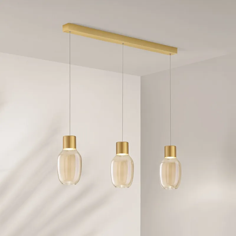 Fabas Luce 3768-48-365 LED Pendelleuchte Lapo 3-flammig in Linie cognac 3000K Jetzt Bestellen