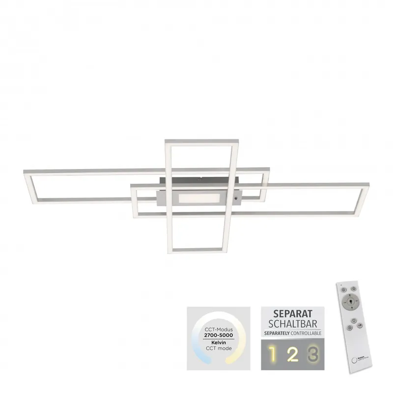 Leuchten Direkt 14693-55 ASMIN LED Deckenleuchte rechteckig silberfarben Wochenendangebot