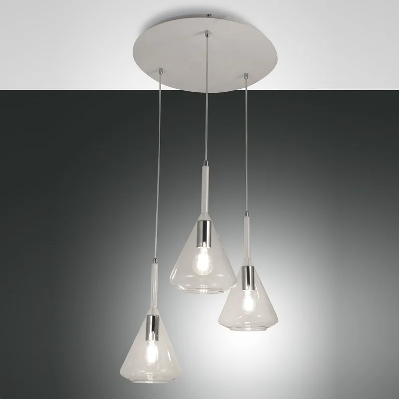 Fabas Luce 3582-47-241 Pendelleuchte Tris 3-flammig transparent weiss E27 Neu