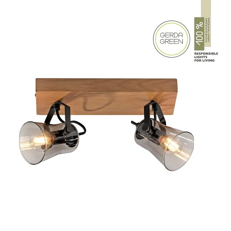 JUST LIGHT 11448-79 Deckenleuchte Green Langström 2-flammig E14 Echtholz Eiche Rauchglas Super-Preis