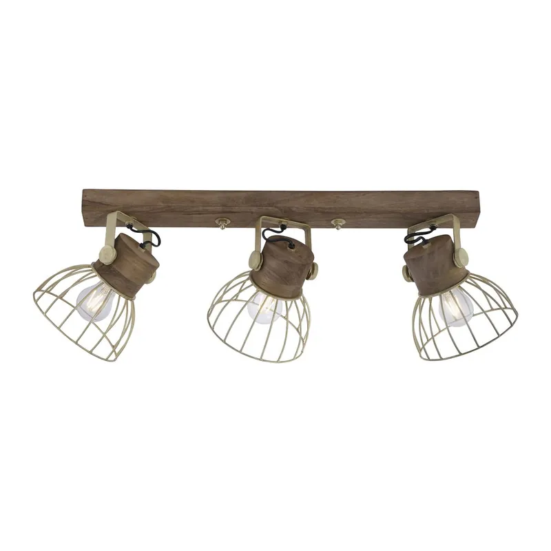Finale Aktion Leuchten Direkt 11488-60 Deckenleuchte Alami 3-flammig messing holz E27