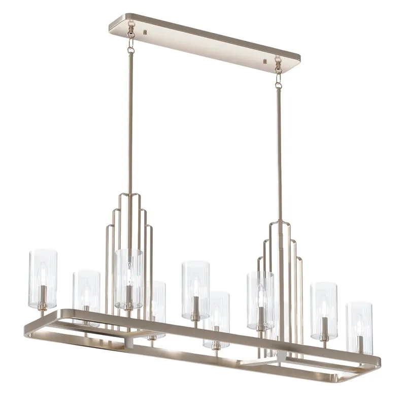 Neue Kollektion Elstead Lighting Kimrose Kronleuchter linear 10-Light Nickel poliert Klarglas E14