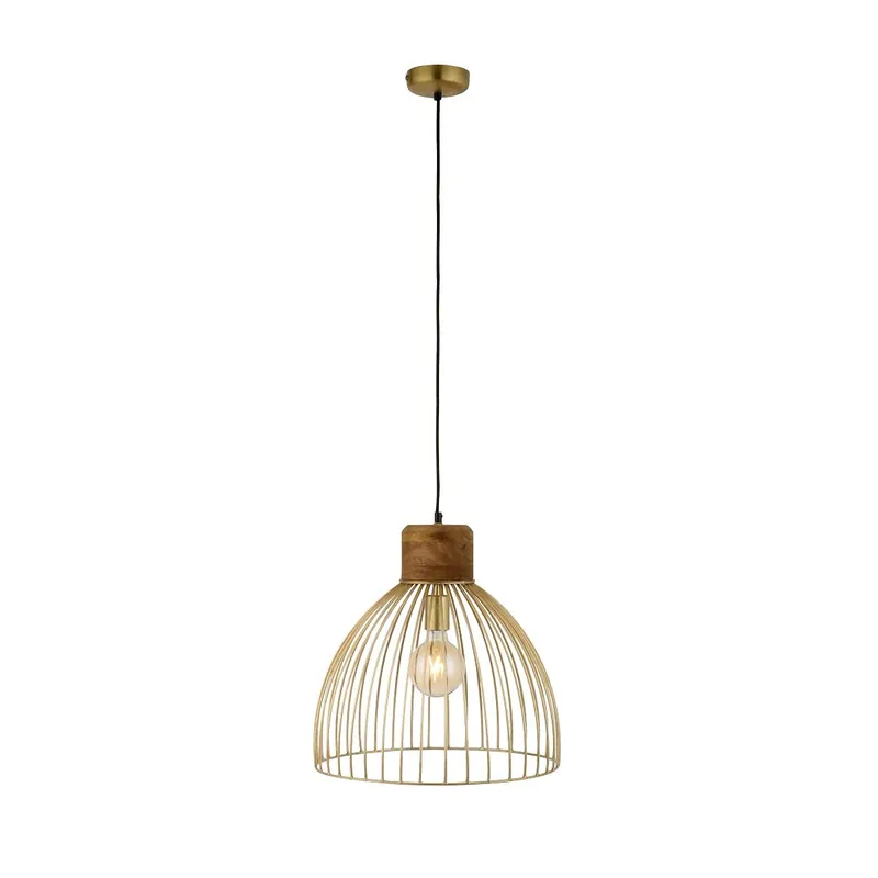 Leuchten Direkt 11489-60 Pendelleuchte Alami messing holz E27 Schnäppchen