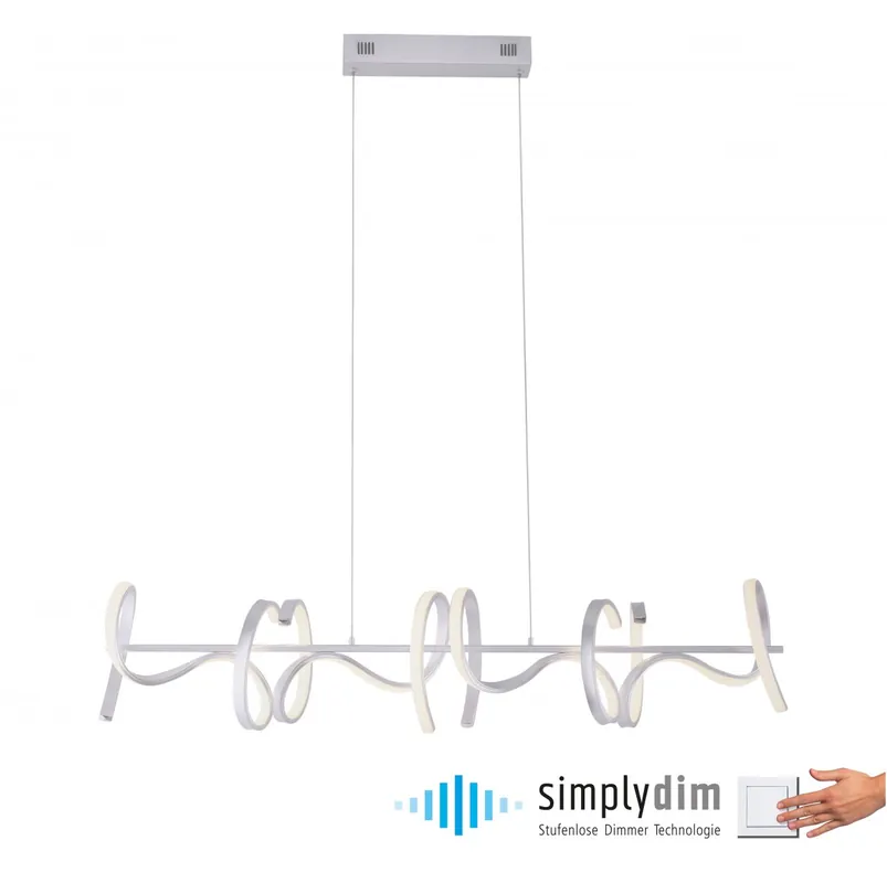 Top-Angebot JUST LIGHT 19033-21 LED Pendelleuchte CURLS silberfarben 3000K Simply Dim