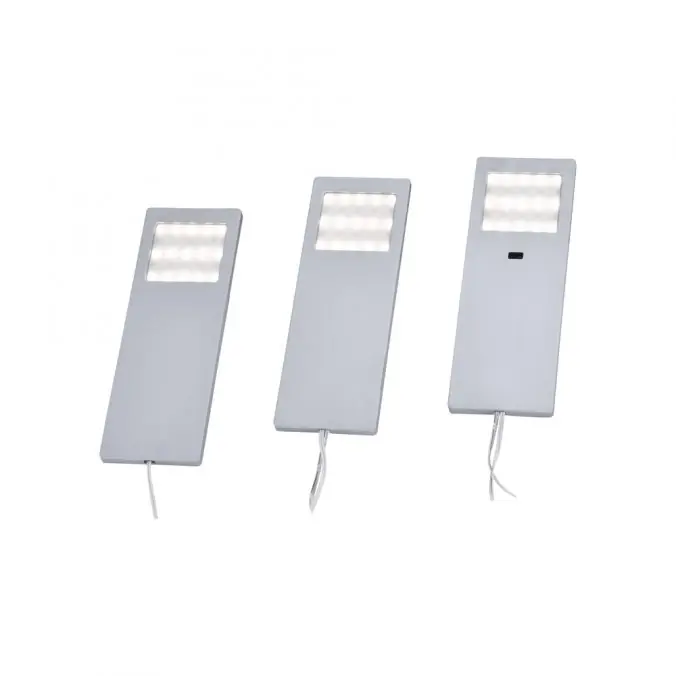 Preisreduziert LED-Unterbauleuchten, 3er Set, Aluminium, warmweiße Lichtfarbe, modern