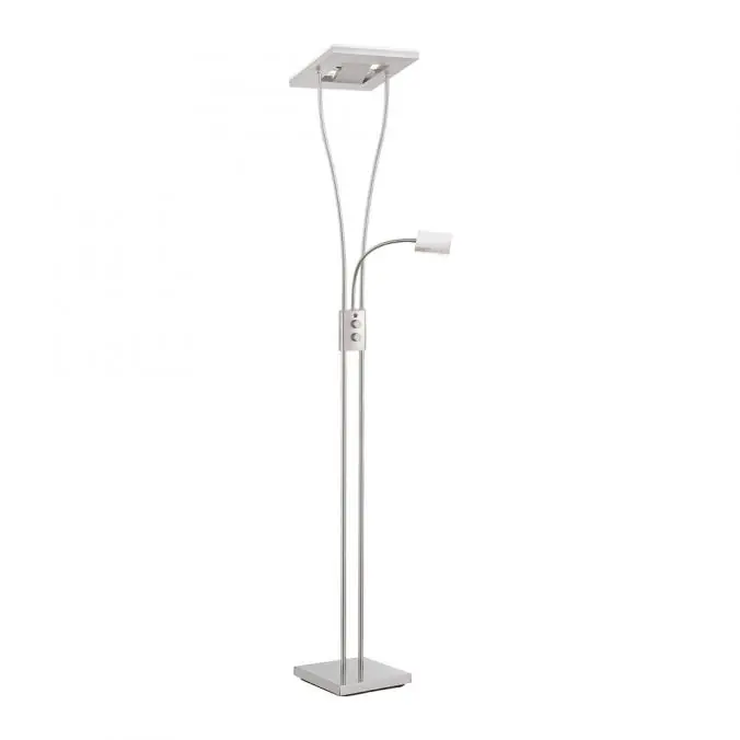 Sale LED-Deckenfluter, stahlfarben, mit Leseleuchte, dimmbar, modern, design