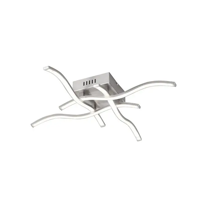 LED-Deckenleuchte, stahl, 4 Leuchtarme, Rautenform, warmweiße Lichtfarbe Preisknaller