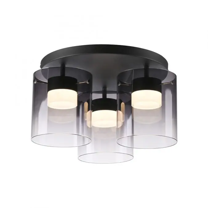 Jetzt Bestellen LED Deckenleuchte schwarz dimmbar in 3 Stufen Rauchglas Schlafzimmer